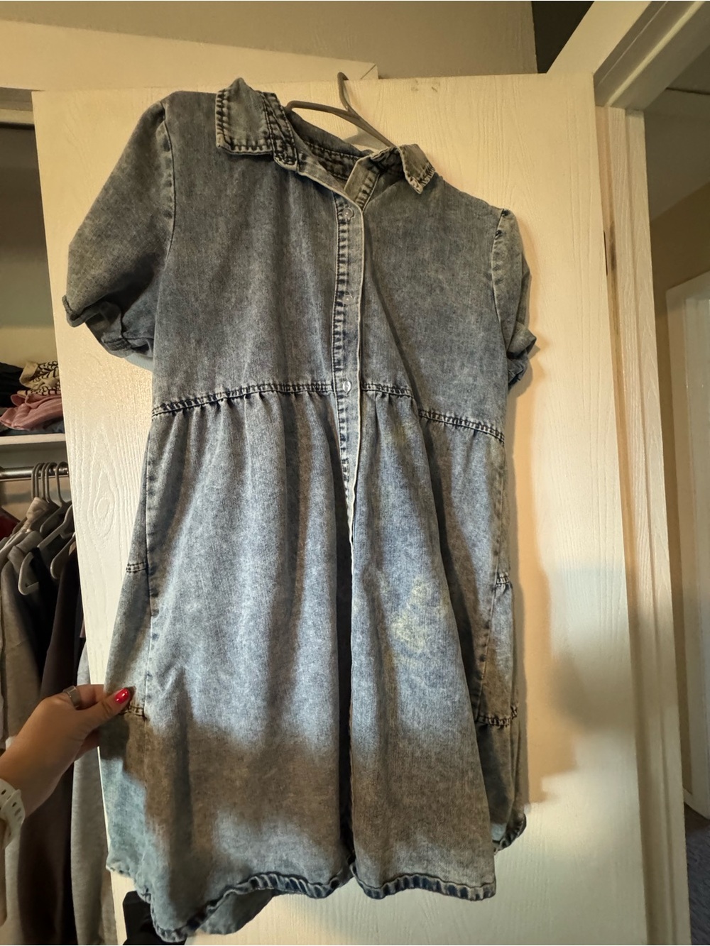 Amazon Acid Wash Denim Mini Dress Jacket - Gray